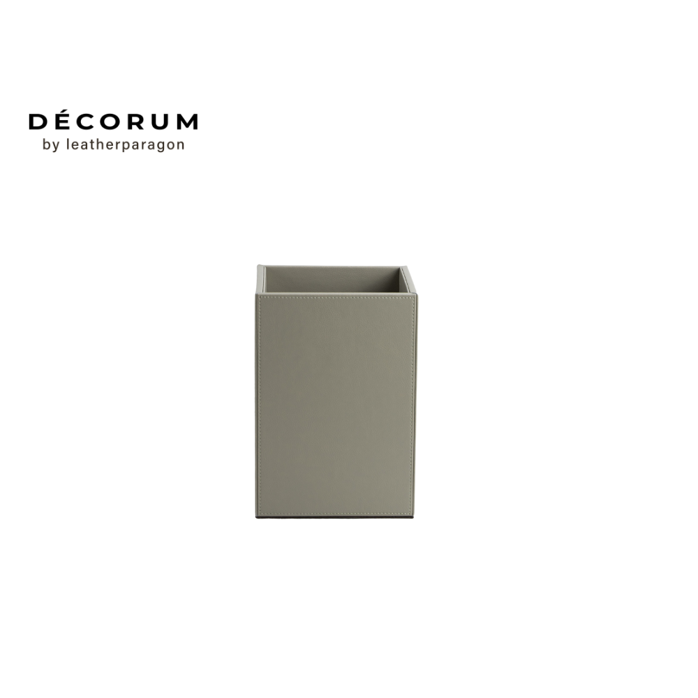 ถังหนัง ถังขยะ ใส่ของทรงสี่เหลี่ยม DECORUM 26X30X16.5 CM สีเบจ_0